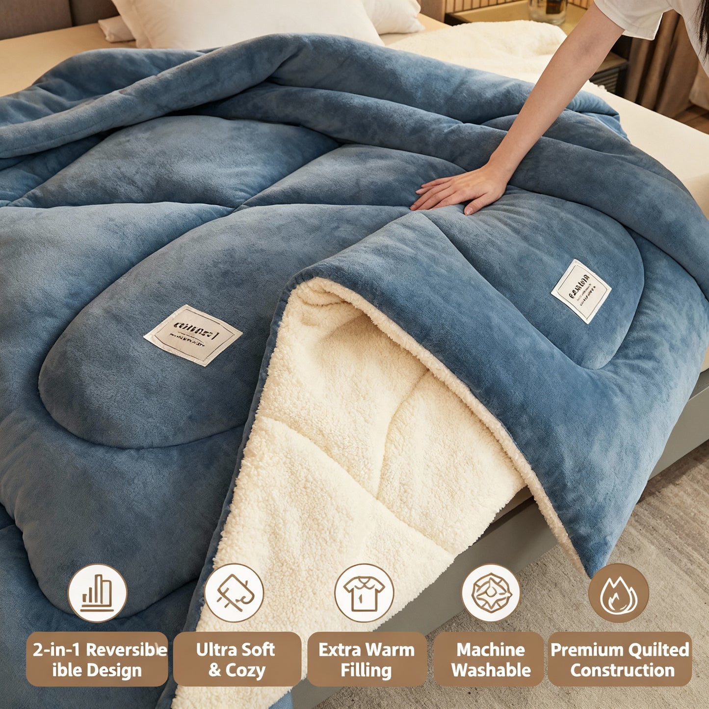 Cerelax Reversible Warm Sherpa Quilt