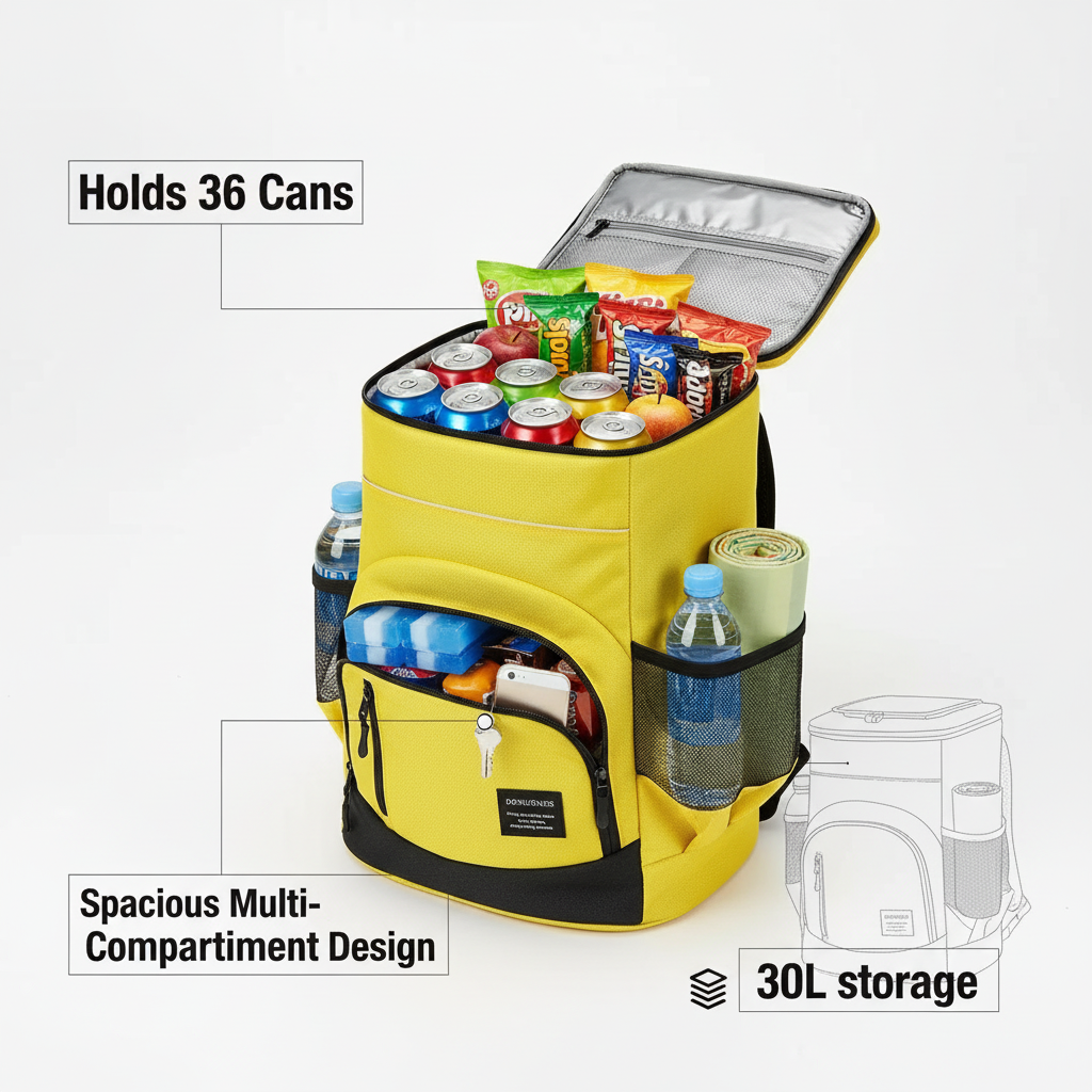 Insulated Ice Cooler Backpack 30L